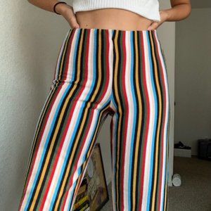 Colorful Rainbow Cropped Flared Culotte Pant